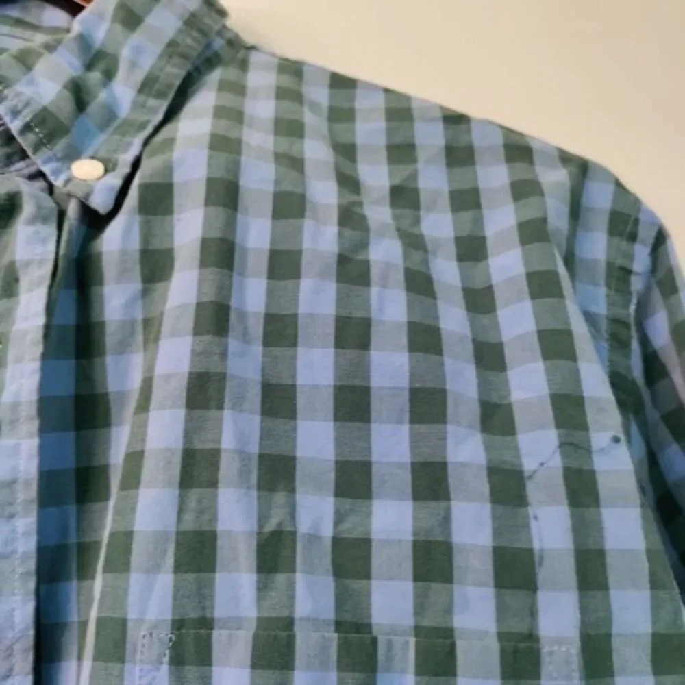 J Crew Men XL Button Down Long Sleeve Blue/Green Plaid Casual Work‎ Dress Shirt